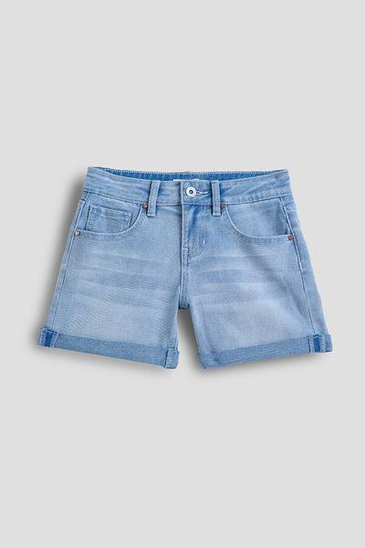 Girls Basic 5 Pocket Denim Short with Cuff, Pack of 12
