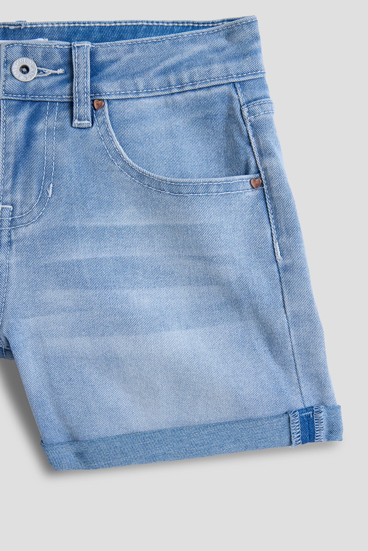 Girls Basic 5 Pocket Denim Short with Cuff, Pack of 12