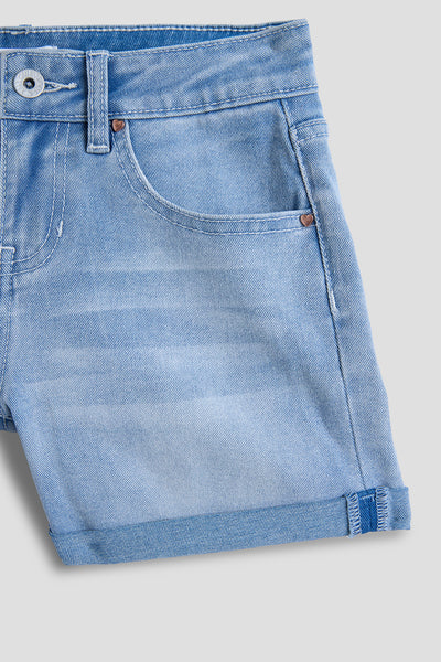 Girls Basic 5 Pocket Denim Short with Cuff, Pack of 12