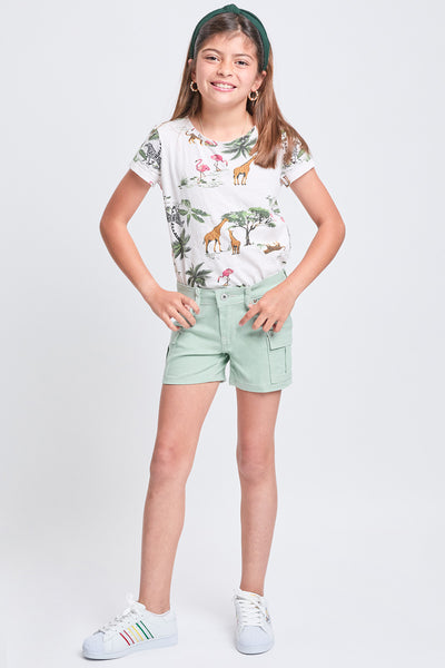 Girls Twill Cargo Shorts, Pack of 12