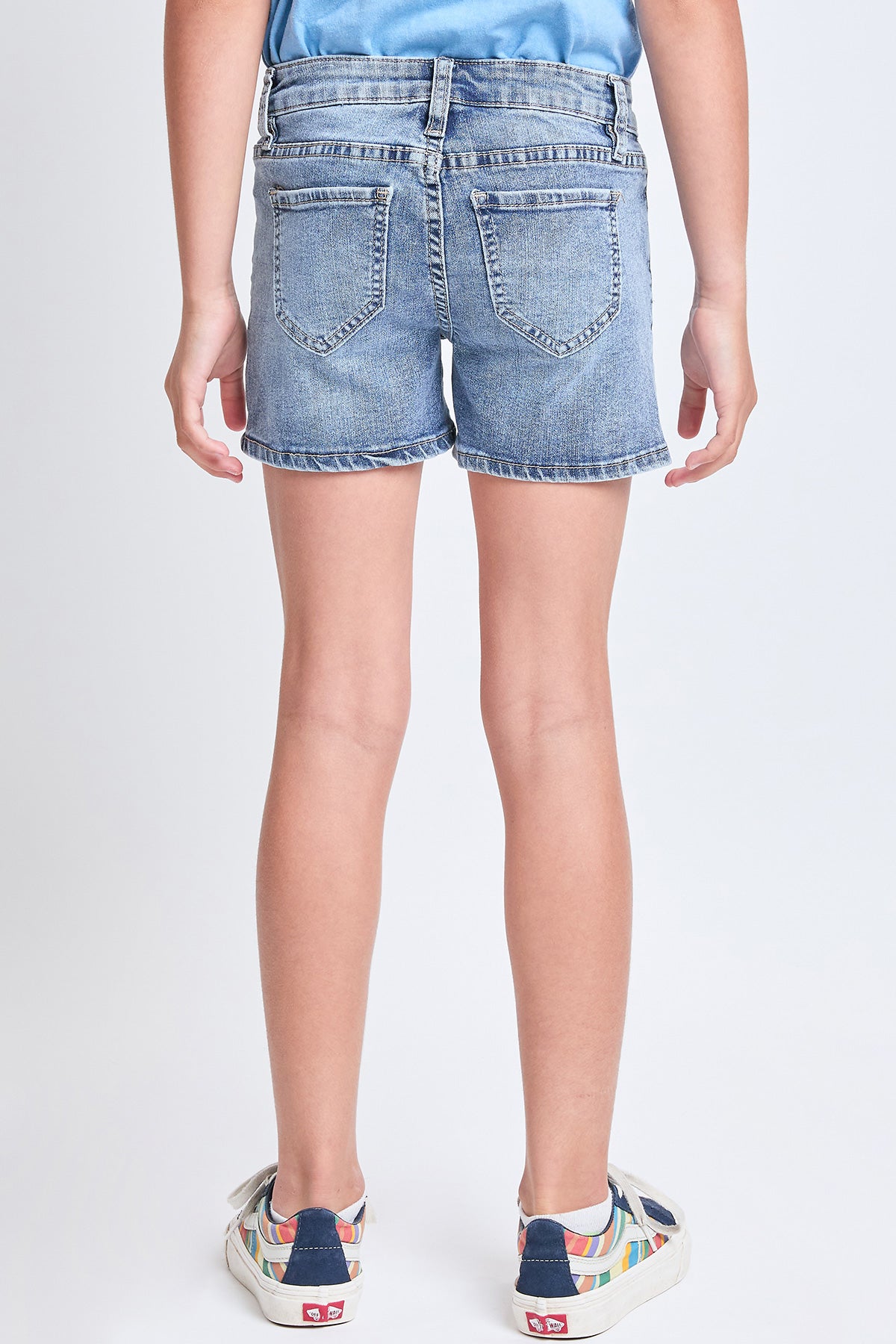 Girls White Heart Print Clean Hem Shorts, Pack of 12