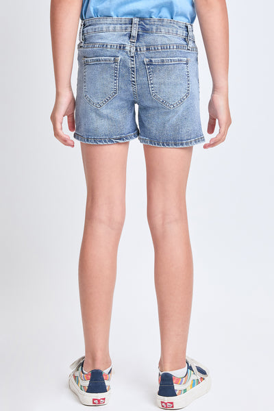 Girls White Heart Print Clean Hem Shorts, Pack of 12