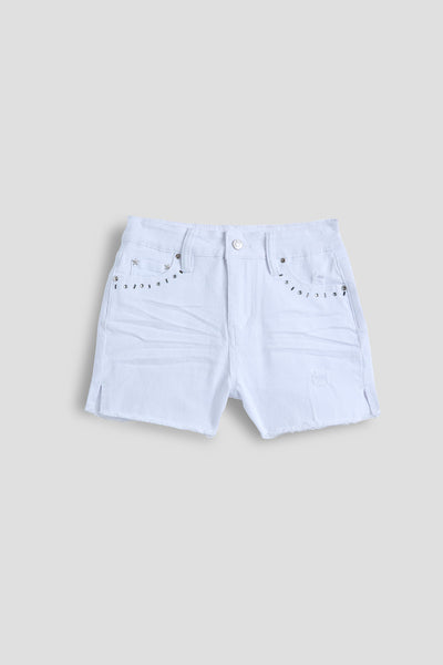 Girls Rhinestone and Fray Hem Short, Pack of 12