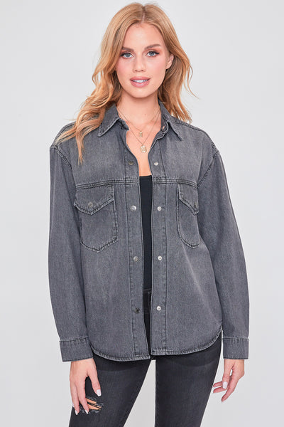 Long Sleeve Denim Oversized Shacket, Pack of 6