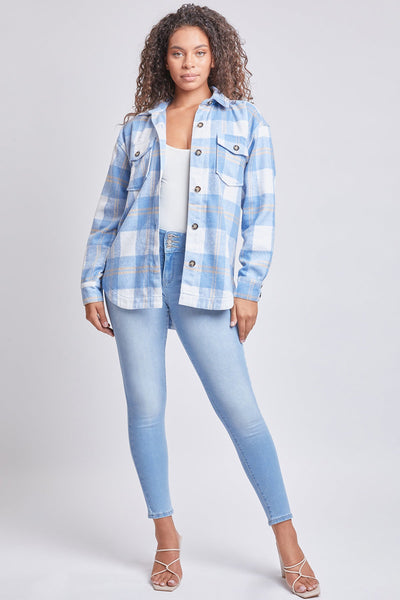 Junior Oversized Plaid Flannel Shacket, pack of 6