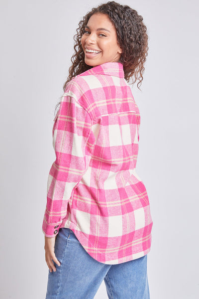 Junior Oversized Plaid Flannel Shacket, pack of 6