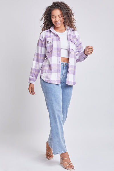 Junior Oversized Plaid Flannel Shacket, pack of 6