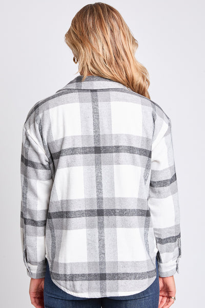 Oversized Plaid Flannel Shacket W/Sherpa Lining, Pack of 6