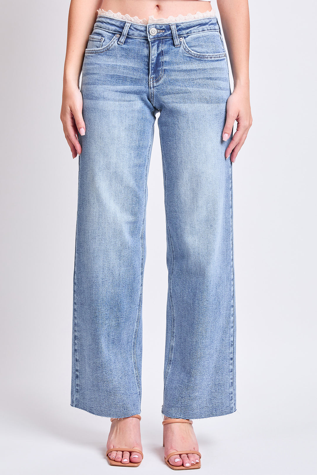 Low Rise Lace Trim Wide Leg Jean, Pack of 12 from YMI – YMI