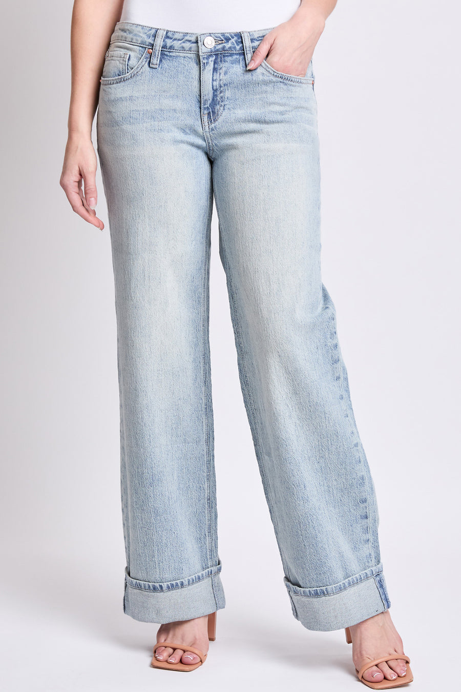 Junior Low Rise Wide Leg Cuff Jeans, Pack of 12
