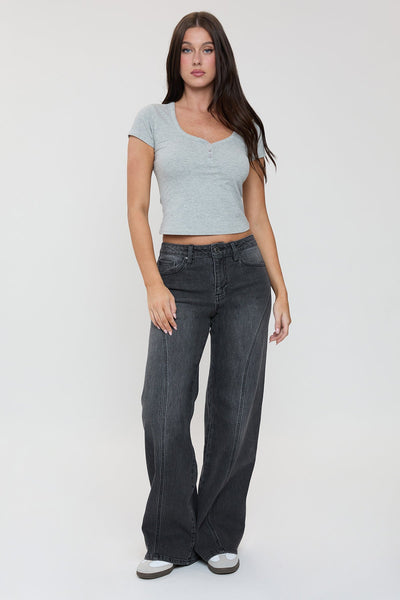 Bella Relaxed Rise Wide Leg Jeans with Seaming Detail, Pack of 12
