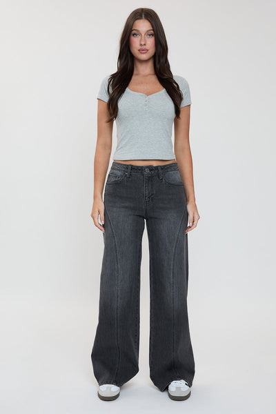 Bella Relaxed Rise Wide Leg Jeans with Seaming Detail, Pack of 12