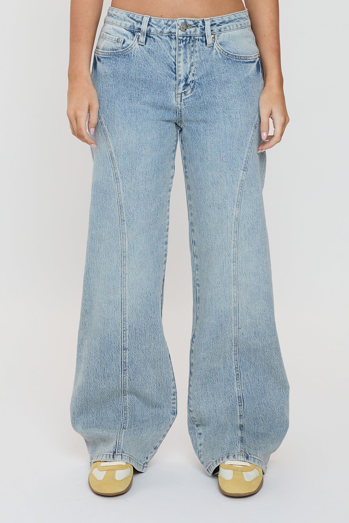 Bella Relaxed Rise Wide Leg Jeans with Seaming Detail, Pack of 12