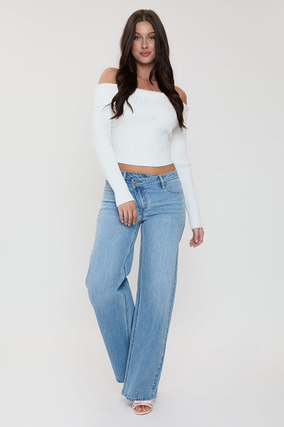 Bella Asymmetrical Relaxed Rise Wide Leg Jeans, Pack of 12