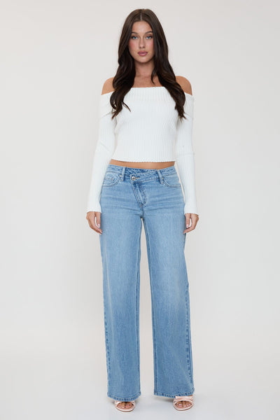 Bella Asymmetrical Relaxed Rise Wide Leg Jeans, Pack of 12