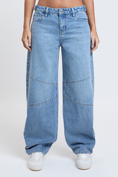 Moto Baggy Barrel Jeans with Seam Detail, Pack of 12
