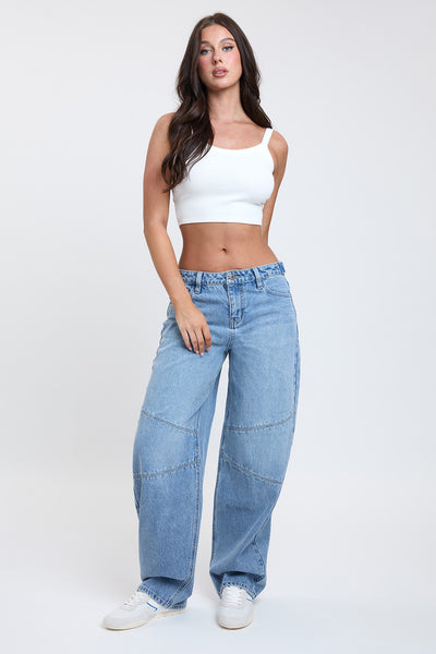 Moto Baggy Barrel Jeans with Seam Detail, Pack of 12