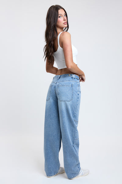 Moto Baggy Barrel Jeans with Seam Detail, Pack of 12