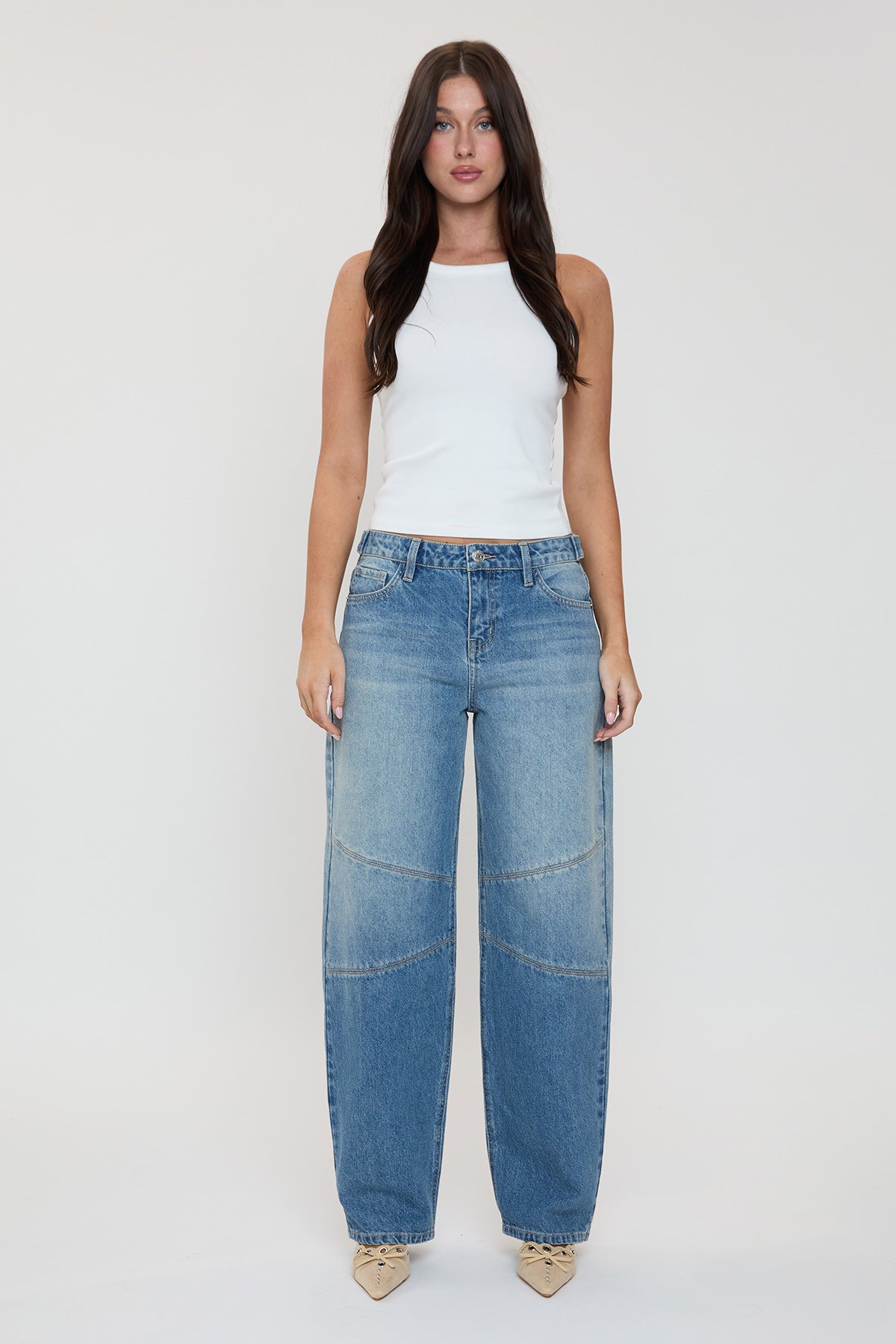 Moto Baggy Barrel Jeans with Seam Detail, Pack of 12