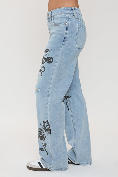 Brittany Low Rise Wide Leg Jeans with Tattoos, Pack of 12
