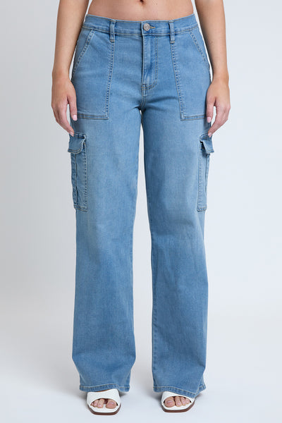 Junior Elastic Waist Straight Leg Cargo Jean, Pack of 6