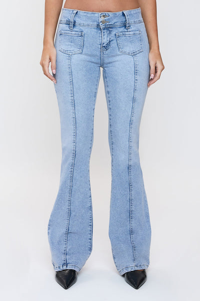 Mid Rise Patch Pocket Flare Jeans, Pack of 12