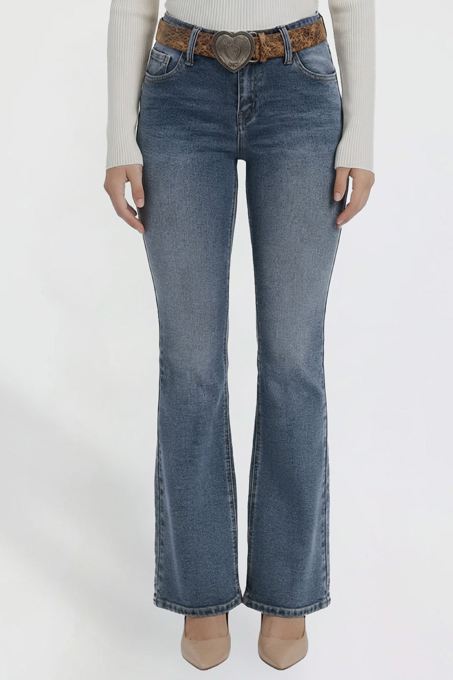 Junior Jessie Mid Rise Premium Denim Belted Bootcut Jeans, Pack of 12