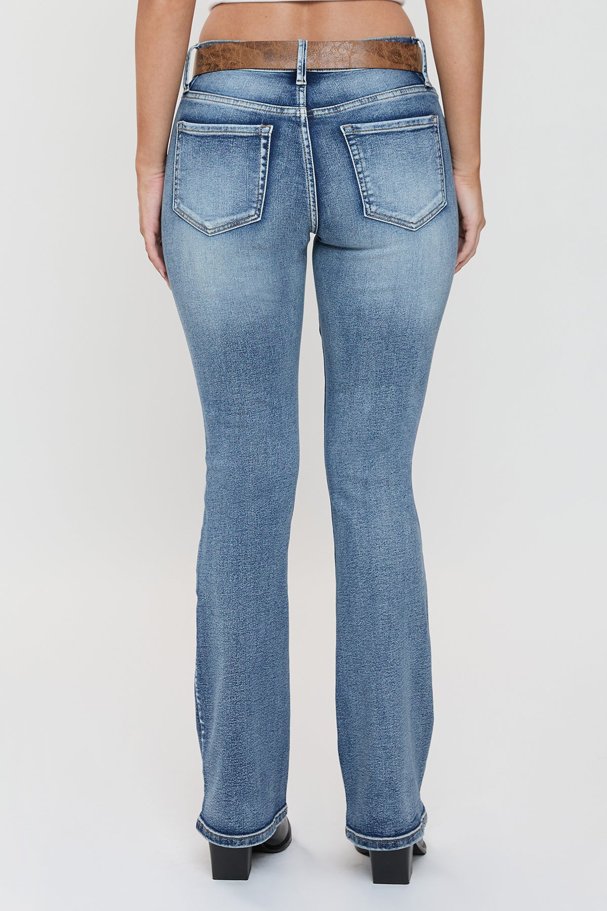 Junior Jessie Mid Rise Premium Denim Belted Bootcut Jeans, Pack of 12