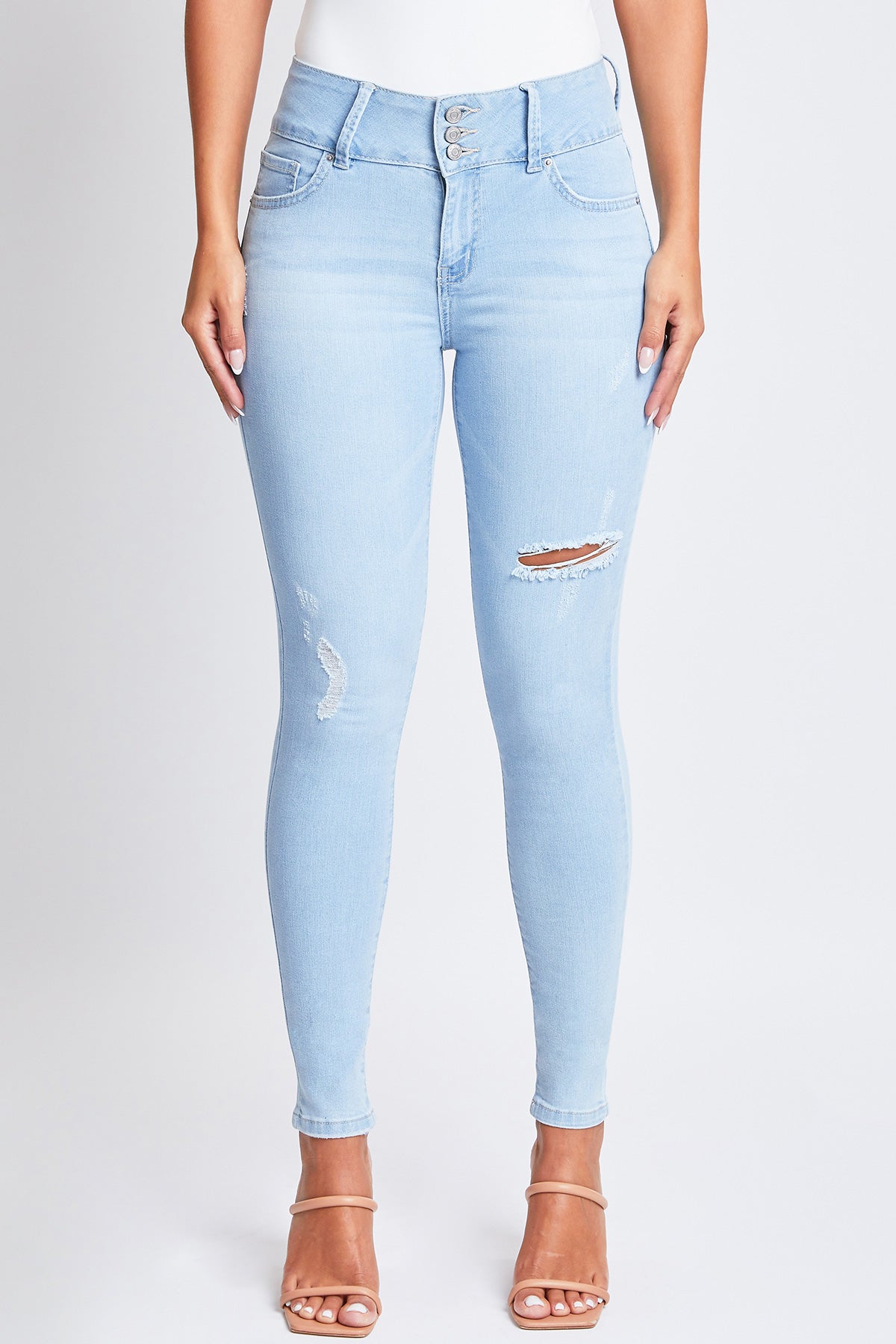 High Rise 3 Button Skinny Jean Made With Recycled Fibers, Pack Of 12