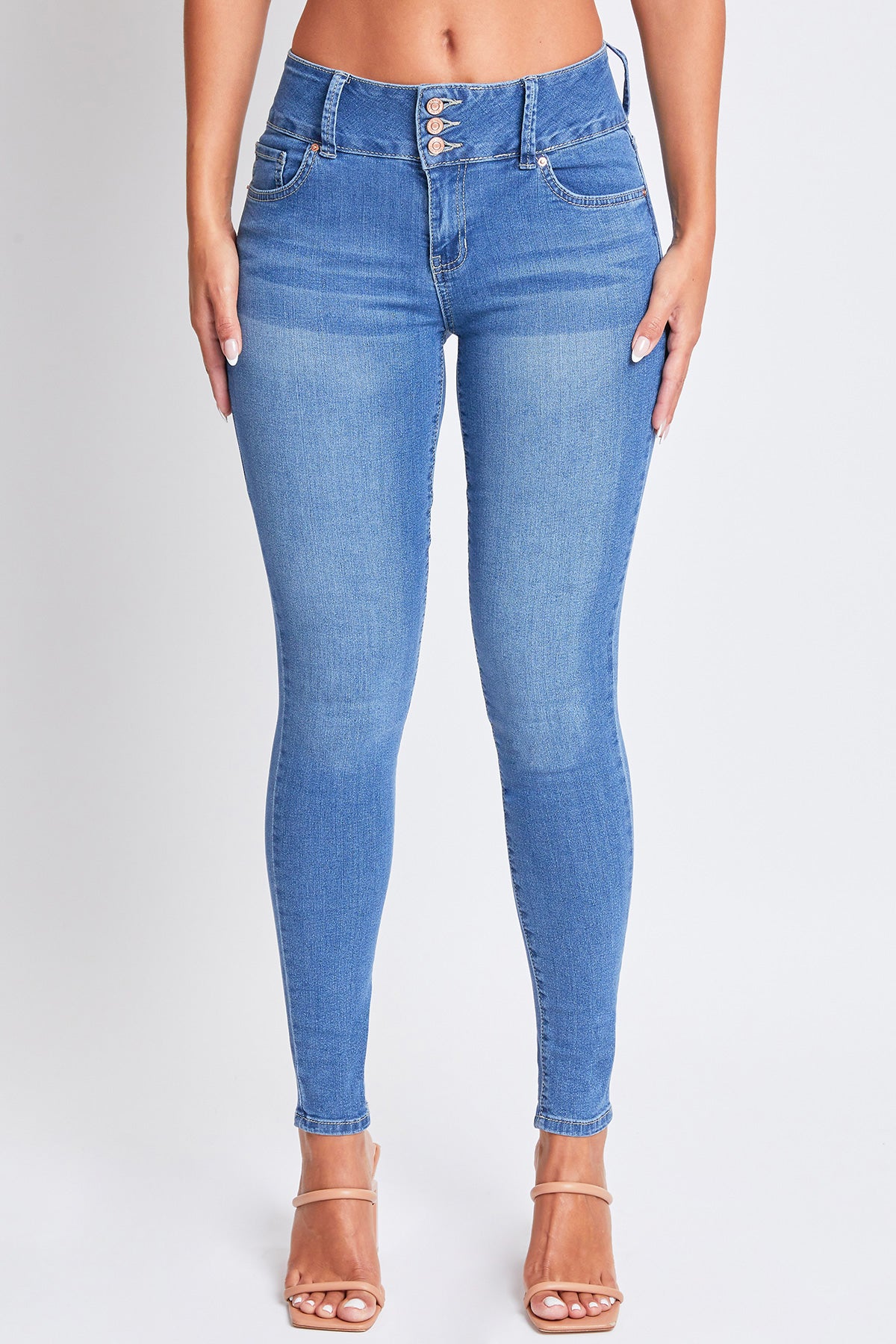 High Rise 3 Button Skinny Jean Made With Recycled Fibers, Pack Of 12