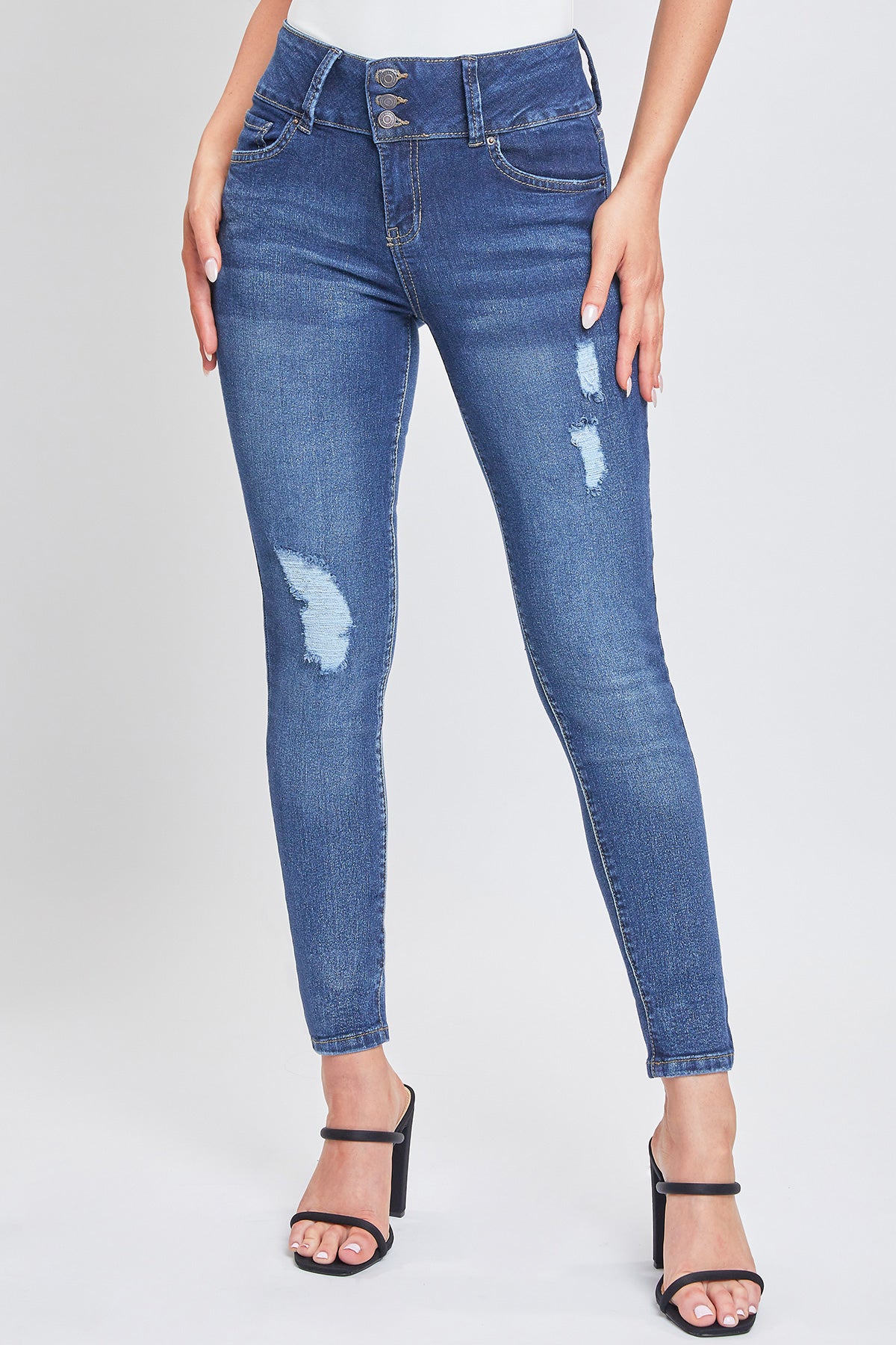 High Rise 3 Button Skinny Jean Made With Recycled Fibers, Pack Of 12