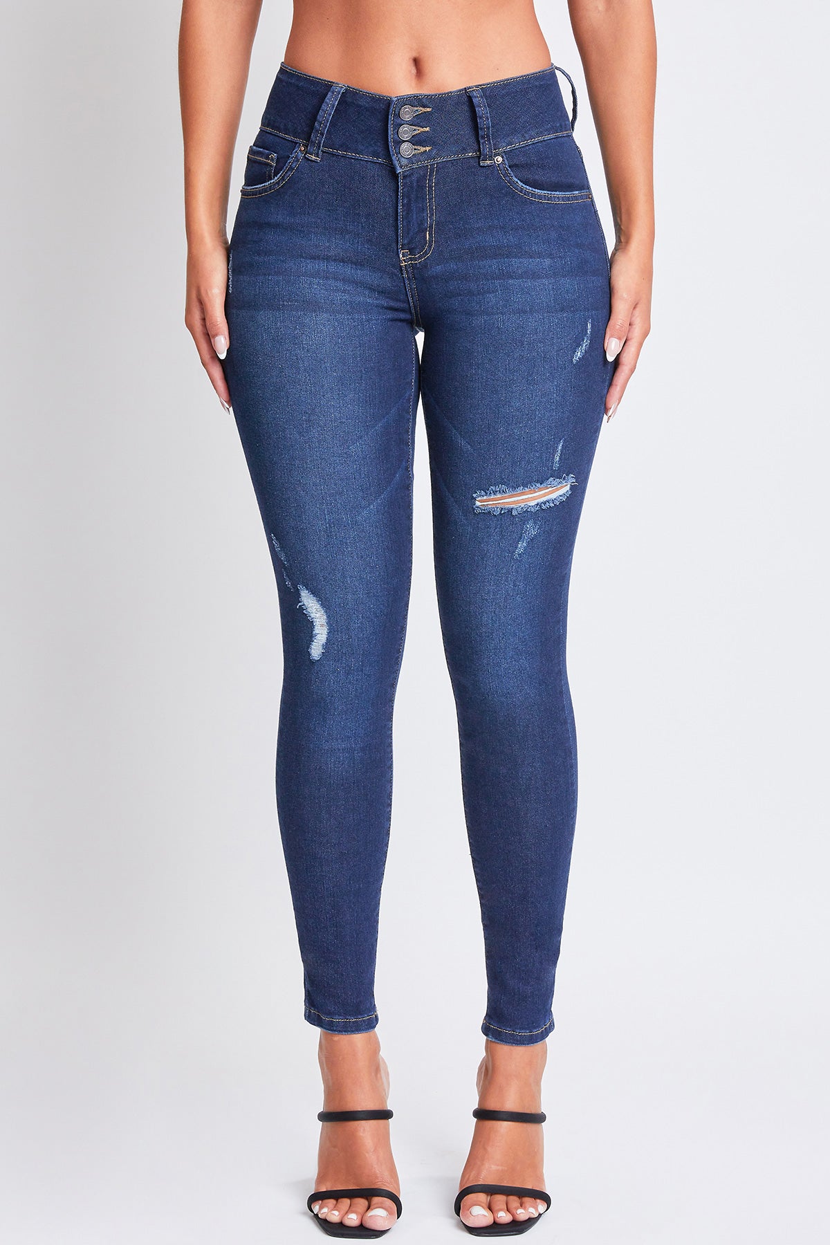 High Rise 3 Button Skinny Jean Made With Recycled Fibers, Pack Of 12