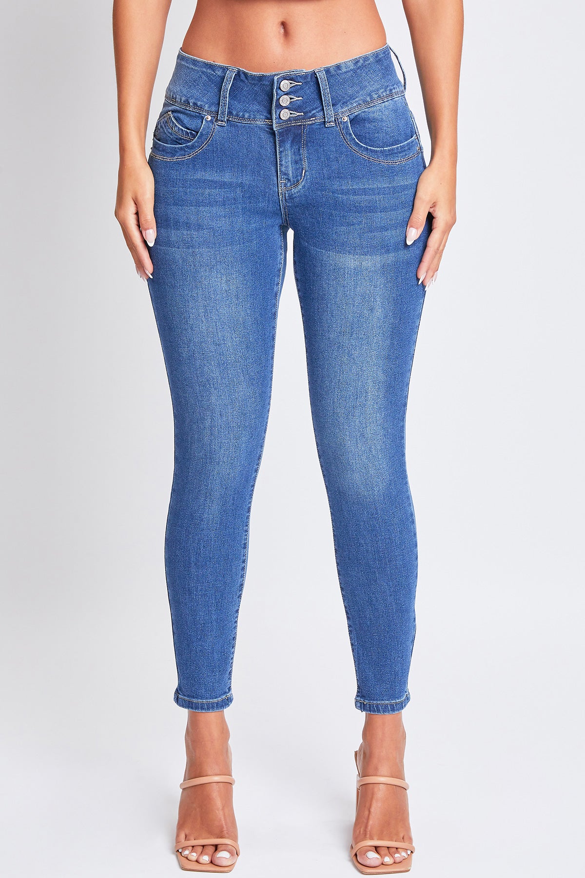 Junior Wannabettabutt 3 Button Mid-Rise Skinny Jean Made With Recycled Fibers Pack Of 12
