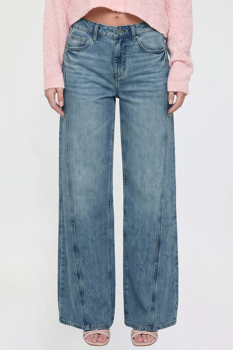 Junior Bella High Rise Wide Leg Jeans Front Seam Detail-N08, Pack of 12