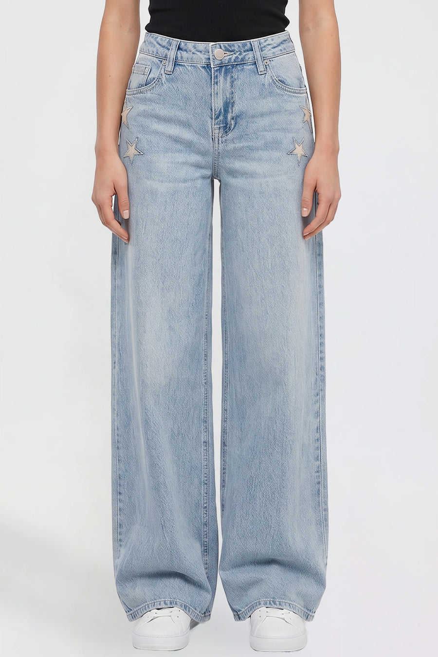 Junior Joey Low Rise Super Wide Leg Jeans with Star Patches, Pack of 12