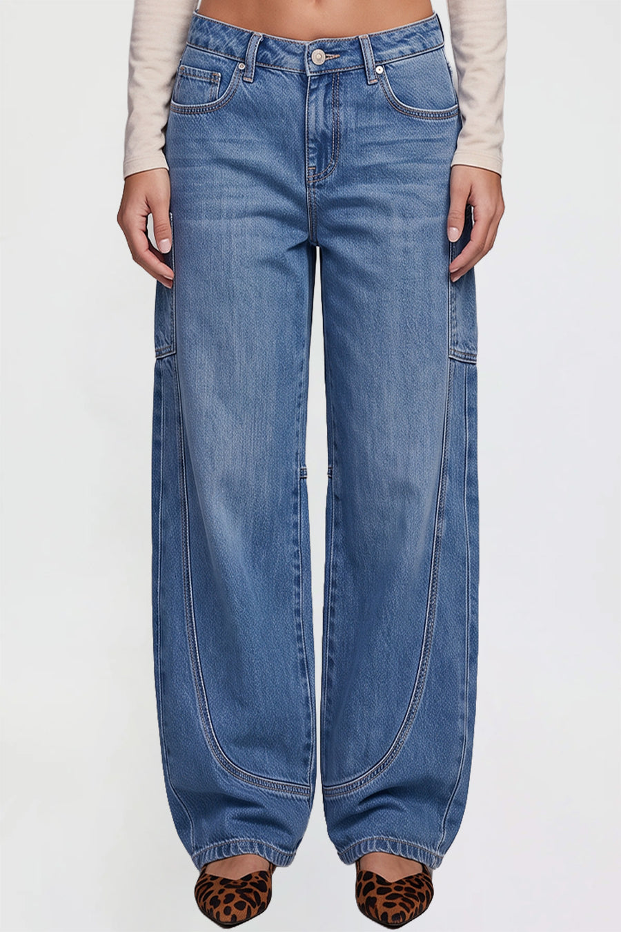 Junior Low Rise Layla Cargo Barrel Baggy Jeans, Pack of 12