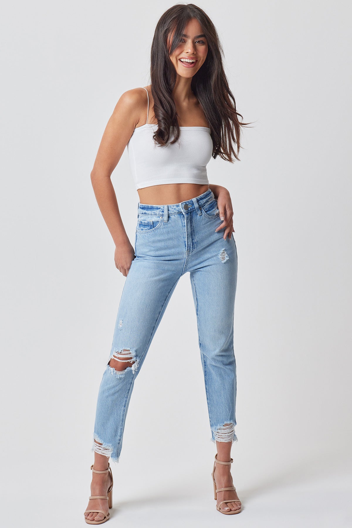 Junior Hybrid Dream High-Rise Slim Straight Jean With Frayed Hem, Pack of 12