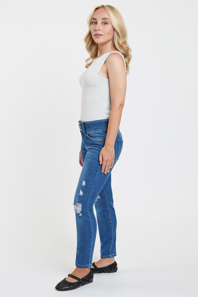 Petite Wannabettabutt 3 Button Skinny Ankle Jean , Pack 12