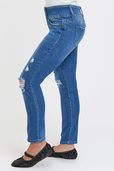 Petite Wannabettabutt 3 Button Skinny Ankle Jean , Pack 12