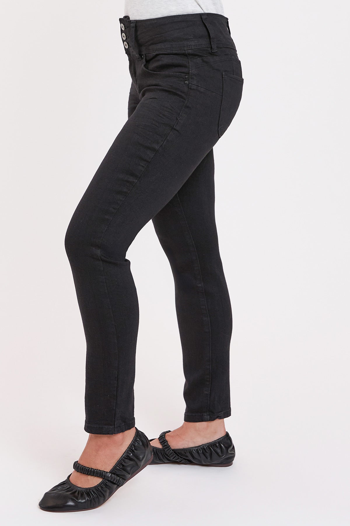 Petite Wannabettabutt 3 Button Skinny Ankle Jean , Pack 12