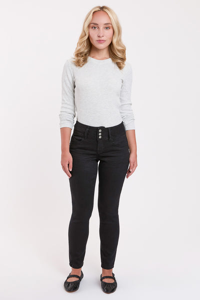 Petite Wannabettabutt 3 Button Skinny Ankle Jean , Pack 12