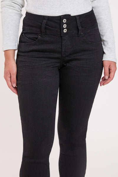 Petite Wannabettabutt 3 Button Skinny Ankle Jean , Pack 12