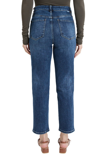 Dylan Mid Rise Asymmetric Cropped Straight Leg Jeans