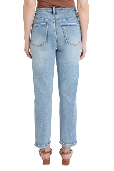 Dylan Mid Rise Asymmetric Cropped Straight Leg Jeans