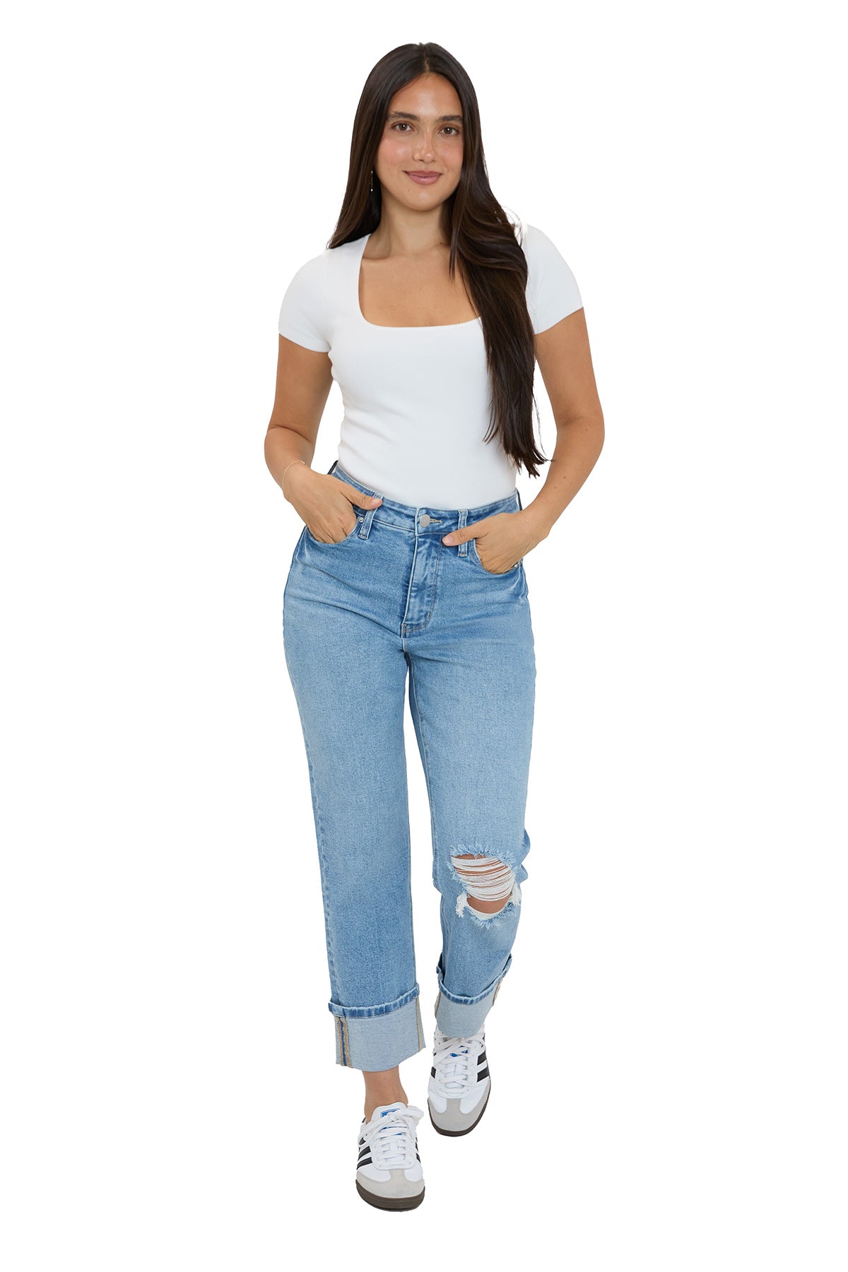 Dylan Cuffed Straight Leg Jeans