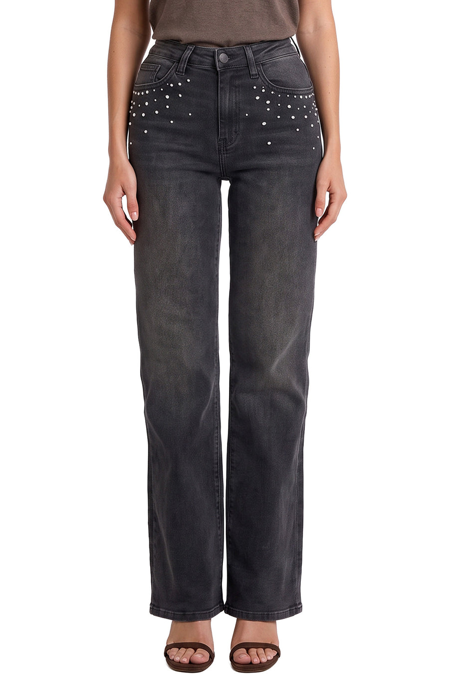 PRE-ORDER-Mia High Rise Studded Bootcut Jeans-RP065100