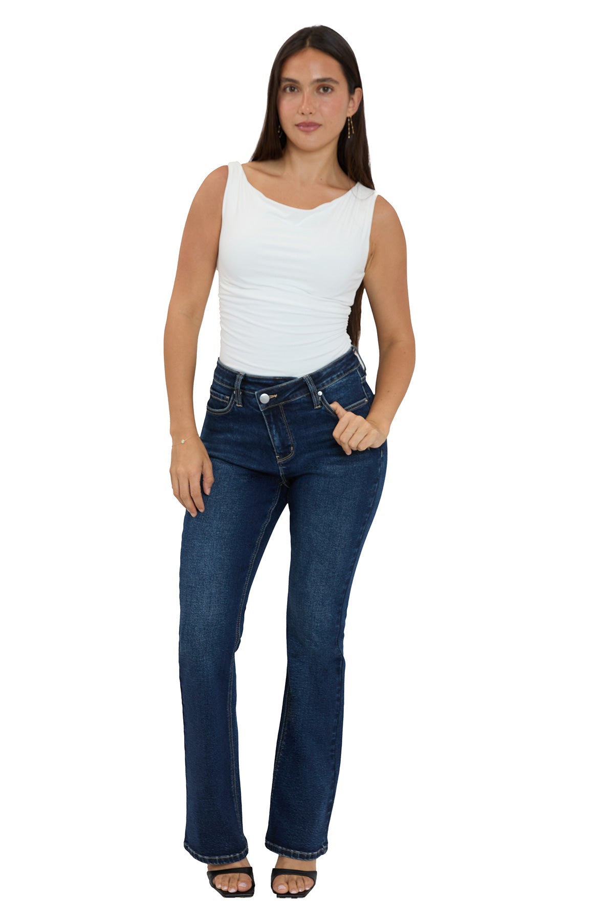 Mia High Rise Crossover Bootcut Jeans