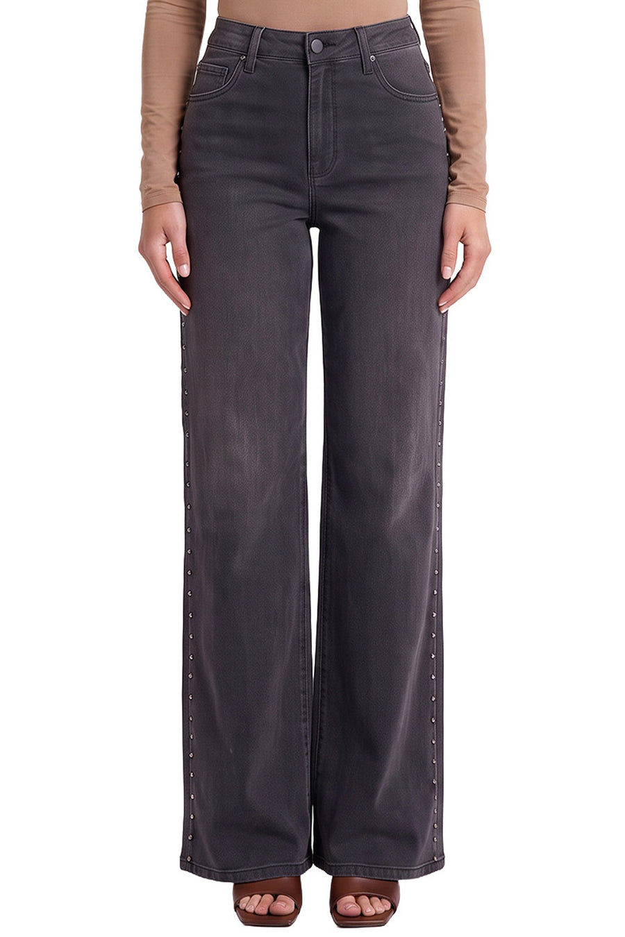 Chloe Wide Leg With Studs Jeans-RP823752