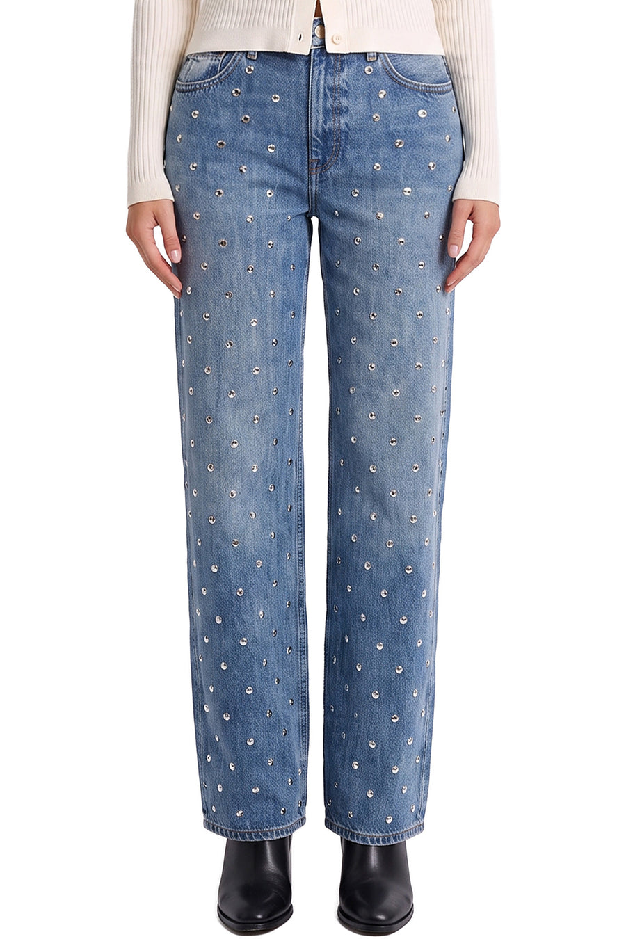 PRE-ORDER-Hailey High Rise Wide Leg Studded Jeans-RP849100