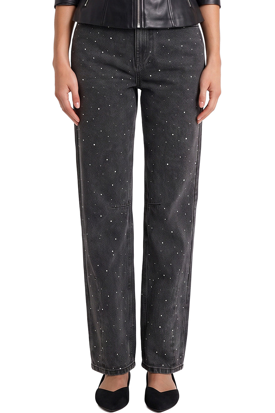 Stella High Rise Barrel Studded Jeans-W37